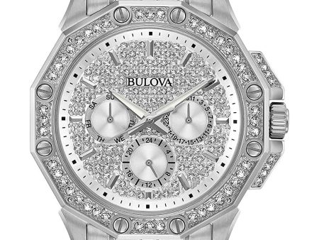 Bulova Men s Crystals Octava Stainless Steel 6-Hand Multi-Function Quartz Watch Style: 96C134 Online now