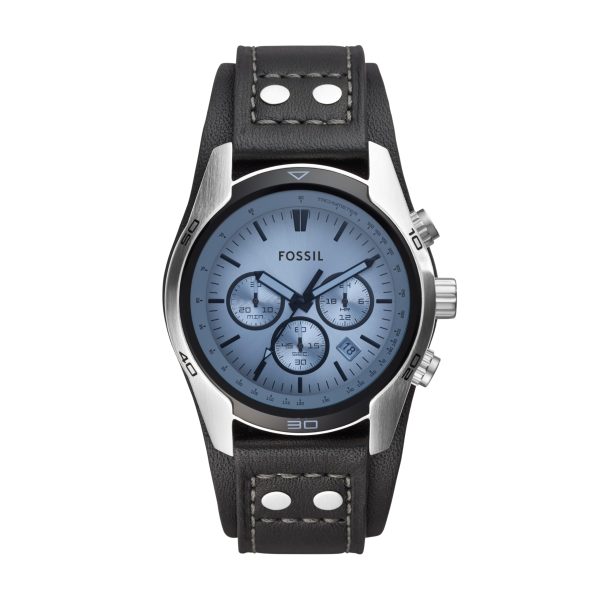 Fossil Men s Coachman Quartz Stainless Steel and Leather Chronograph Watch, Color: Silver, Black (Model: CH2564) Supply