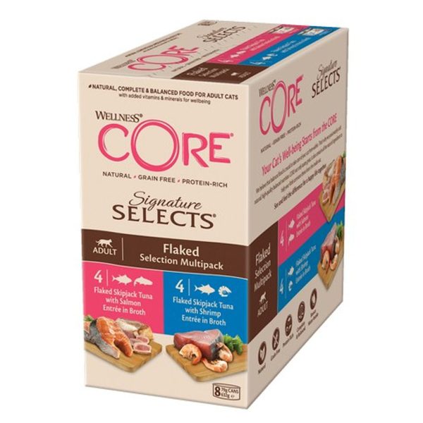 Wellness CORE Cat Wet Adult Signature Selects Flaked Multipack 8 x 79g For Discount