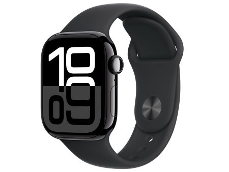 Apple Watch Series 10 [GPS 42mm case] Smartwatch with Jet Black Aluminium Case with Black Sport Band - S M. Fitness Tracker, ECG App, Always-On Retina Display, Water Resistant Cheap