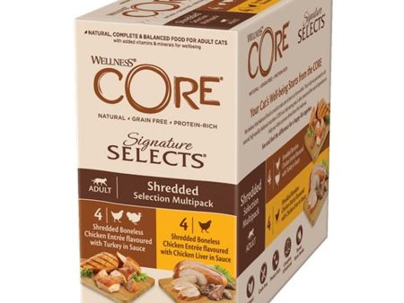 Wellness CORE Cat Wet Adult Signature Selects Shredded Multipack 8 x 79g For Sale