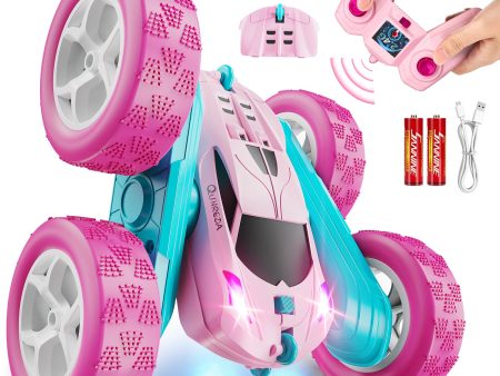 QUNREDA RC Cars, Pink Remote Control Car for Girls, 2.4 GHZ Double Sided RC Stunt Car 360?? Rotating Remote Control Crawler with Headlights Car Toys for 6 7 8 9 10 11 12 Girls Birthday Online now