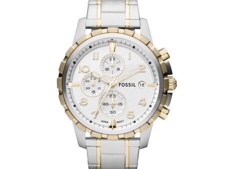 Fossil Men s Dean Quartz Stainless Steel Chronograph Watch, Color: Gold Silver (Model: FS4795IE) Online Hot Sale